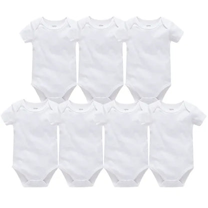 Kavkas 3PCS 5PCS Baby Boys Girls Clothes Solid White Short Sleeve Cotton Baby Bodysuits body bebe 0-24 months Newborn Jumpsuit