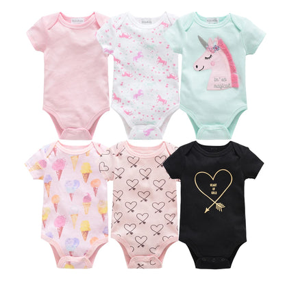 Kavkas Baby Girls Bodysuits 6/3 pcs/lot Summer Cotton Baby Clothes Short Sleeve Newborn body bebe 0-3 months Infant Clothing