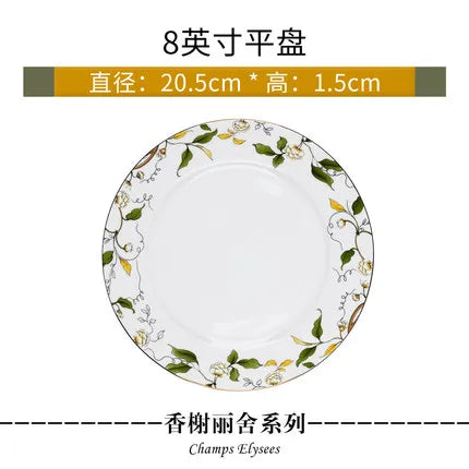 Tangshan Bone Porcelain Bowls and Dishes with Pottery Bowls and Plates with Soup Bowls and Noodles