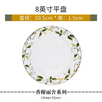 Tangshan Bone Porcelain Bowls and Dishes with Pottery Bowls and Plates with Soup Bowls and Noodles