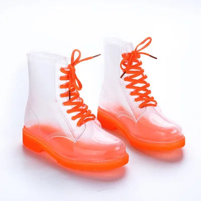 Women Rain Boots Transparent Waterproof Colorful Spring Autumn Shoes Rain Boot Woman Leopard Print Ankle Boots Large size 40