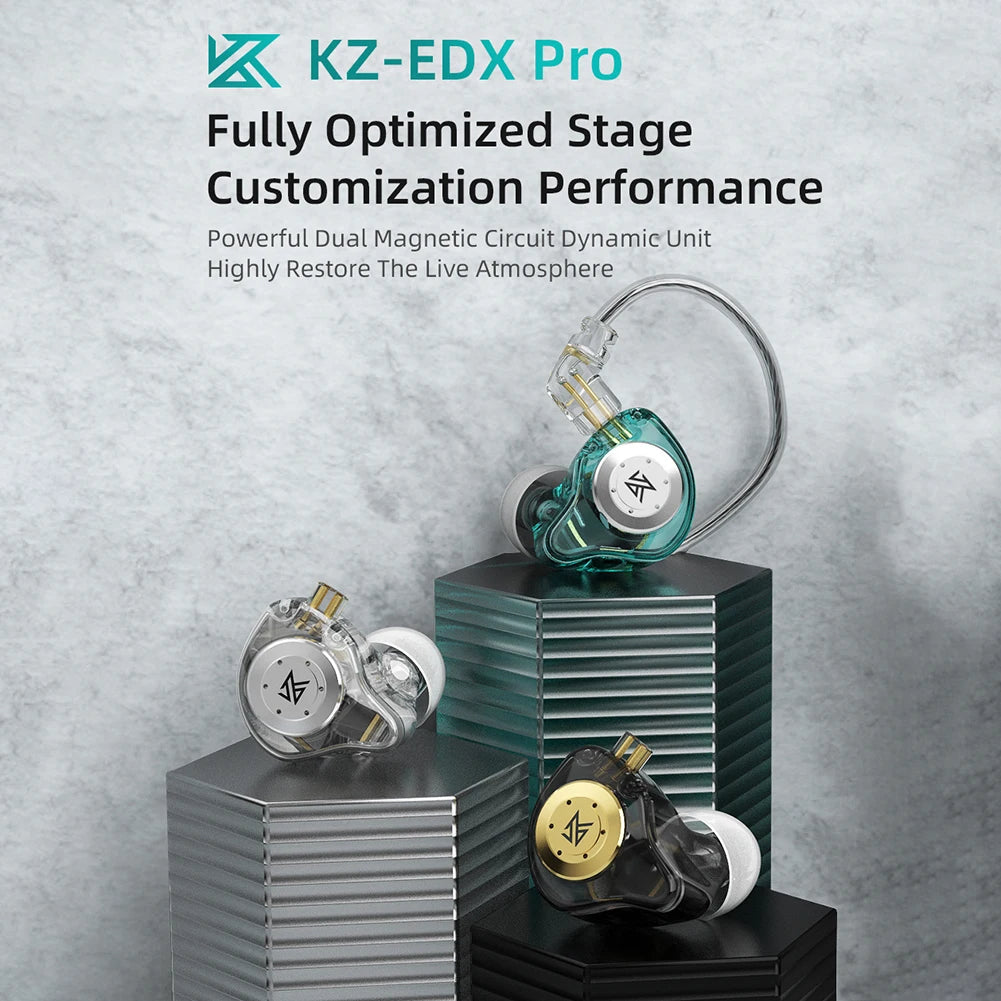 KZ EDX Pro Bass Earphones Sport Running Wired Hanging In Ear Headphones Stereo Noise Cancelling Headset Earbuds With Mic Gamer