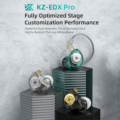 KZ EDX Pro Bass Earphones Sport Running Wired Hanging In Ear Headphones Stereo Noise Cancelling Headset Earbuds With Mic Gamer