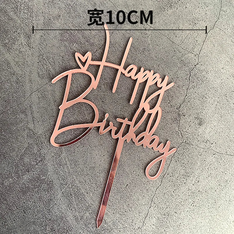 Acrylic Happy Birthday Cake Topper Gold Pink Birthday Cake Toppers Flags For Kids Birthday Party Cake Decorations Baby Shower