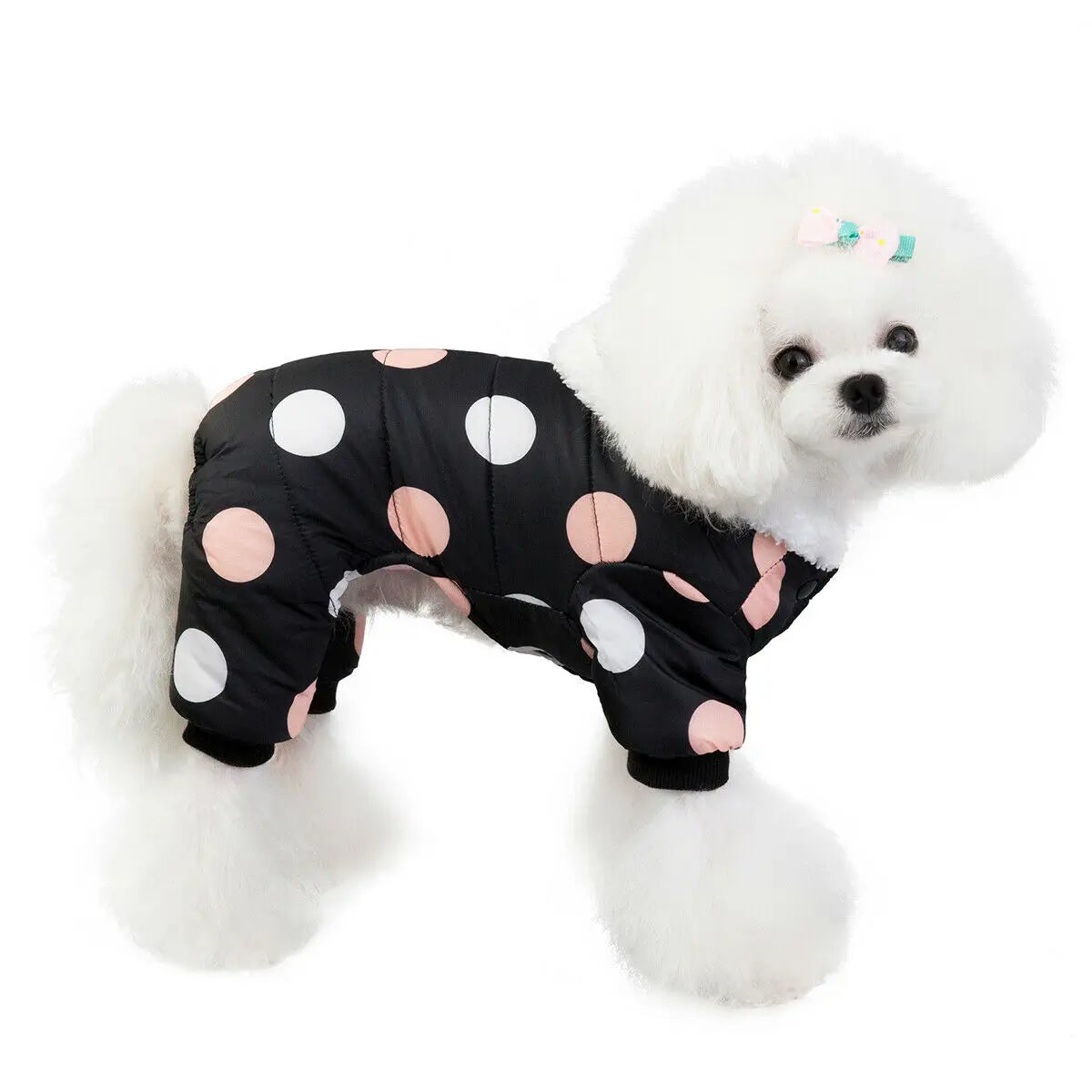 Dot Warm Pet Clothes for Dog Windproof Jackets Outdoor Fleece Hooded Coats Small Dog Winter Jumpsuit Clothing