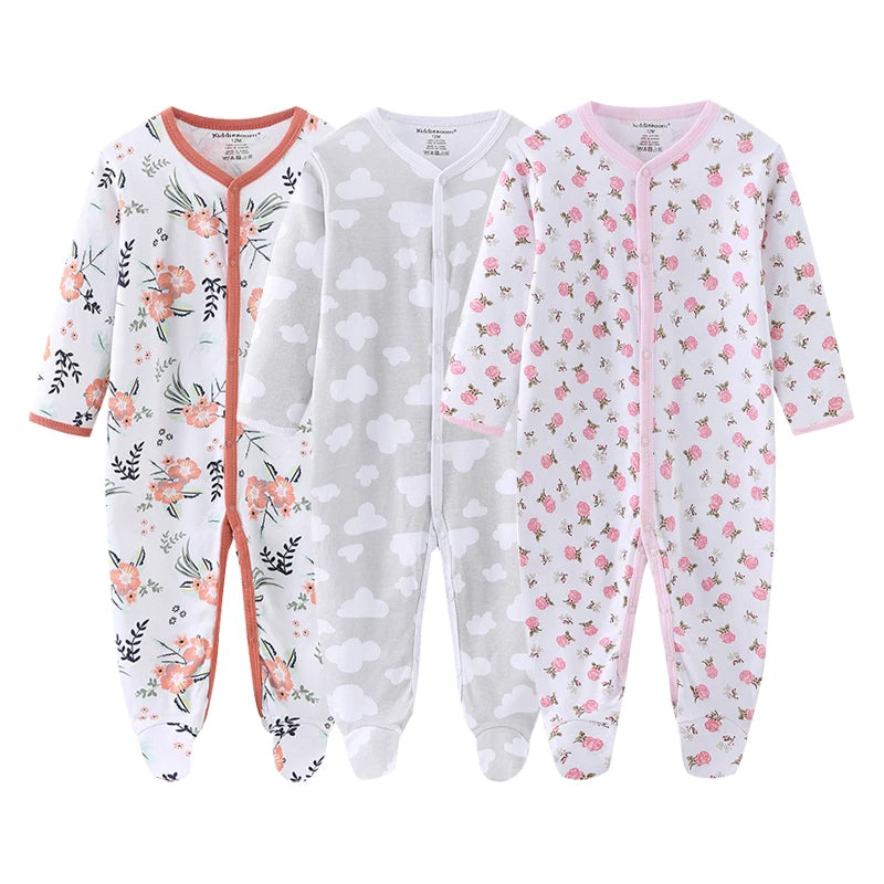 3PCS Newborn Cotton Baby Girl Clothes Cartoon Baby Boy Clothes Sets Autumn Long Sleeve Jumpsuits Spring Zipper Bebes