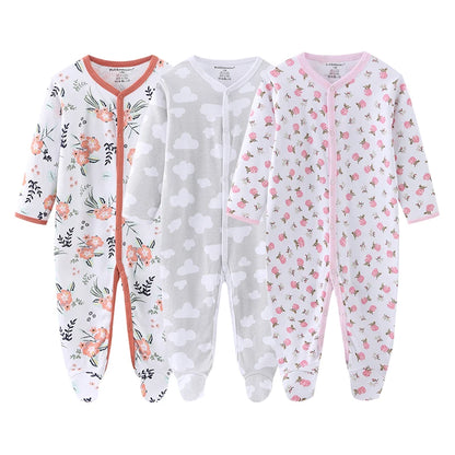 3PCS Newborn Cotton Baby Girl Clothes Cartoon Baby Boy Clothes Sets Autumn Long Sleeve Jumpsuits Spring Zipper Bebes