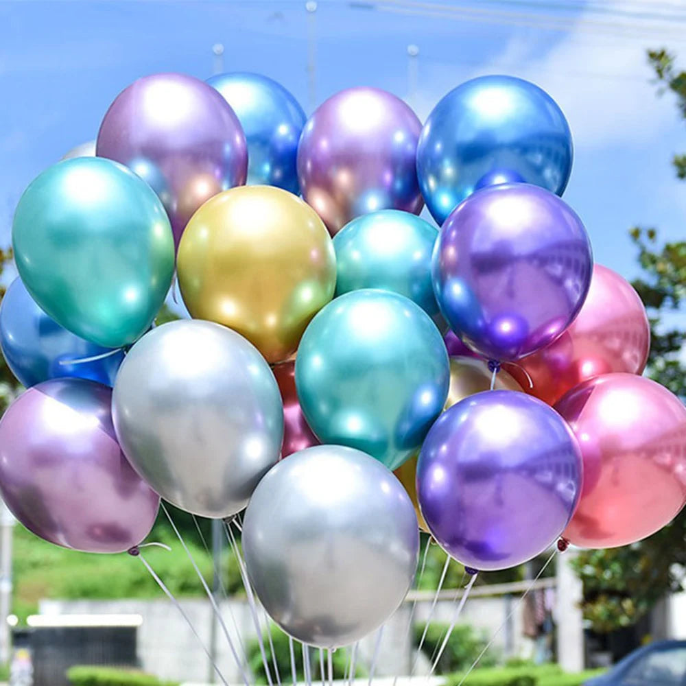 10- 100 pieces metal balloon Gold Silver Chrome Ballon Wedding Decoration white black Macaron Birthday Party Supplies 10 12 inch