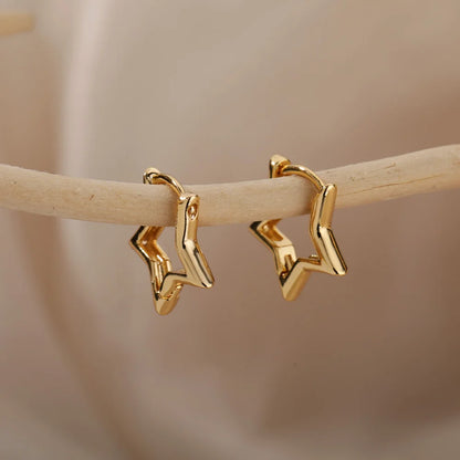Luxury Star Pendientes Earrings For Women Girl Stainless Steel Minimalist Hoop Piercing 2025 New In y2k Jewelry aretes de mujer