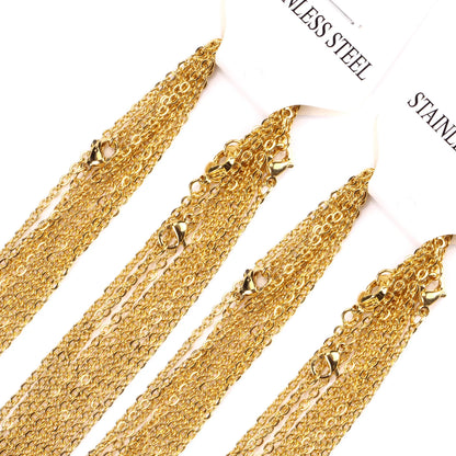 LUXUKISSKIDS Stainless Steel Chains DIY Jewelry Making O-Chain Necklace 10pcs/Lots 1.5/2MM Woman Accessories Choker 18K Golden