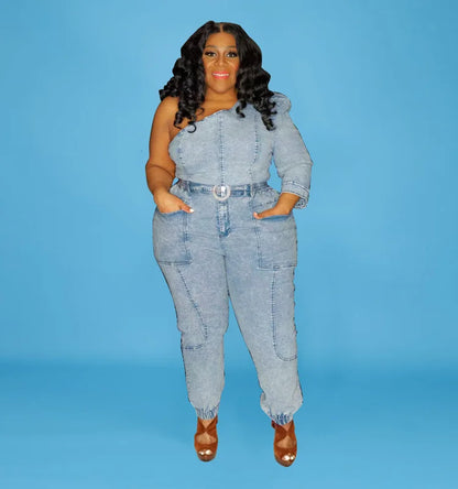 Trending Products 2022 New Arrivals Fashion Casual Washed Plus Size Jean for Woman Jean Two Piece Set