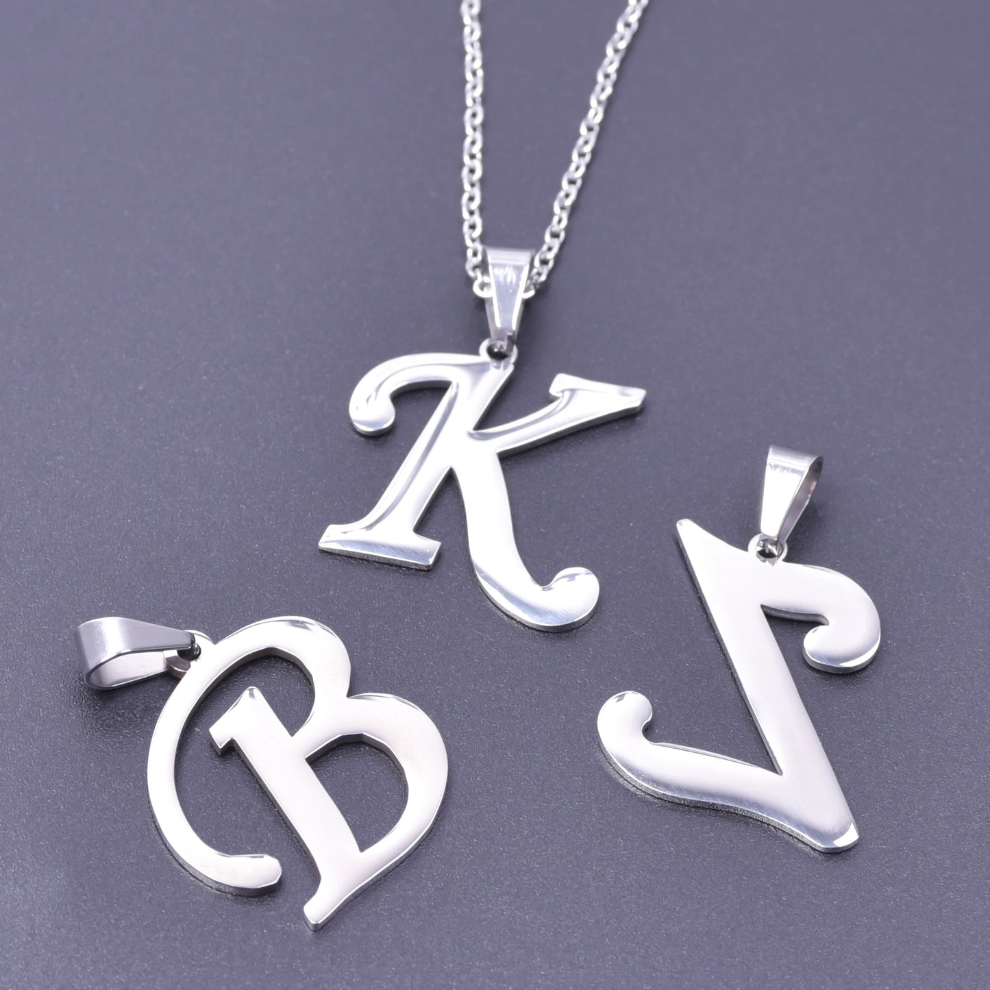 26 Letters Necklace Stainless Steel Initial Necklaces For Women Men Pendant Big Alphabet Chain On The Neck Choker Cadenas Hombre