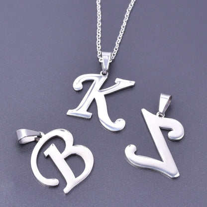 26 Letters Necklace Stainless Steel Initial Necklaces For Women Men Pendant Big Alphabet Chain On The Neck Choker Cadenas Hombre