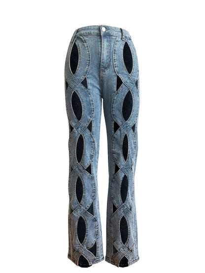 Clothes Vendors Boutique Wholesale Cutout Streetwear Denim Hot Bottom Wide Leg Pants Women Jeans