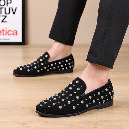 Men's Dress Leather Shoes Men The new Autumn Luxury Rivet Footwear Nightclub Party Male Shoes Moccasins Loafers Casual Shoes