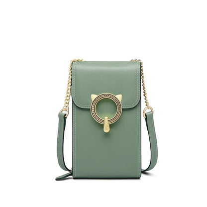 FOXER Fashion Split Leather Cellphone Bag Women's Shoulder Bag Light Luxury Female Crossbody Bag Mini Phone Travel Bag for Girl