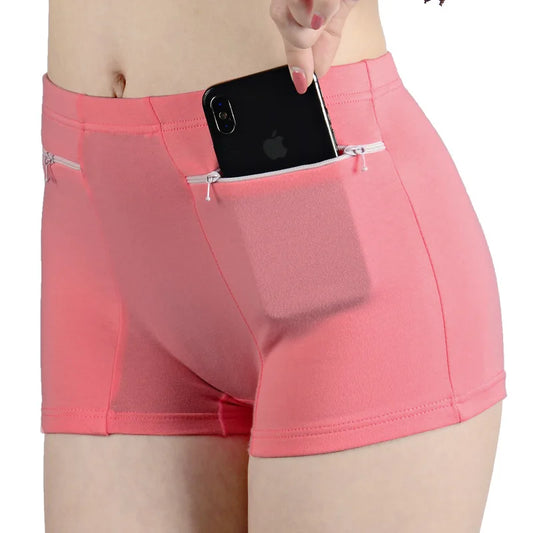 Plus Size Women Safety Short Pants Soft Boyshort Under Skirt Shorts With Zipper Pockets Breathable Theft-proof Female Underwear