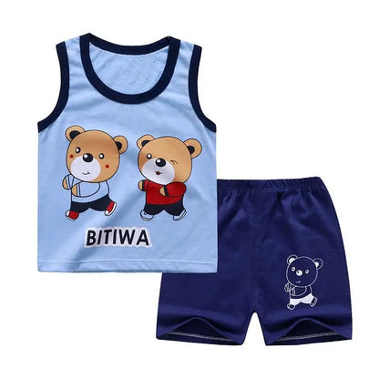 Baby Boy Summer Clothes 2020 Cartoon Sleeveless Tops Vest + Shorts 2pcs Infant Clothing Outfits Kids Bebes Sport Suits