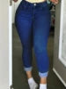 Plus Size High Waist Dark Blue High Waist Skinny Jeans Printed Softener Stretchy Casual Elegant Denim Pencil Pants for Women/Mom