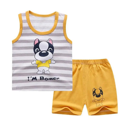 Baby Boy Summer Clothes 2020 Cartoon Sleeveless Tops Vest + Shorts 2pcs Infant Clothing Outfits Kids Bebes Sport Suits