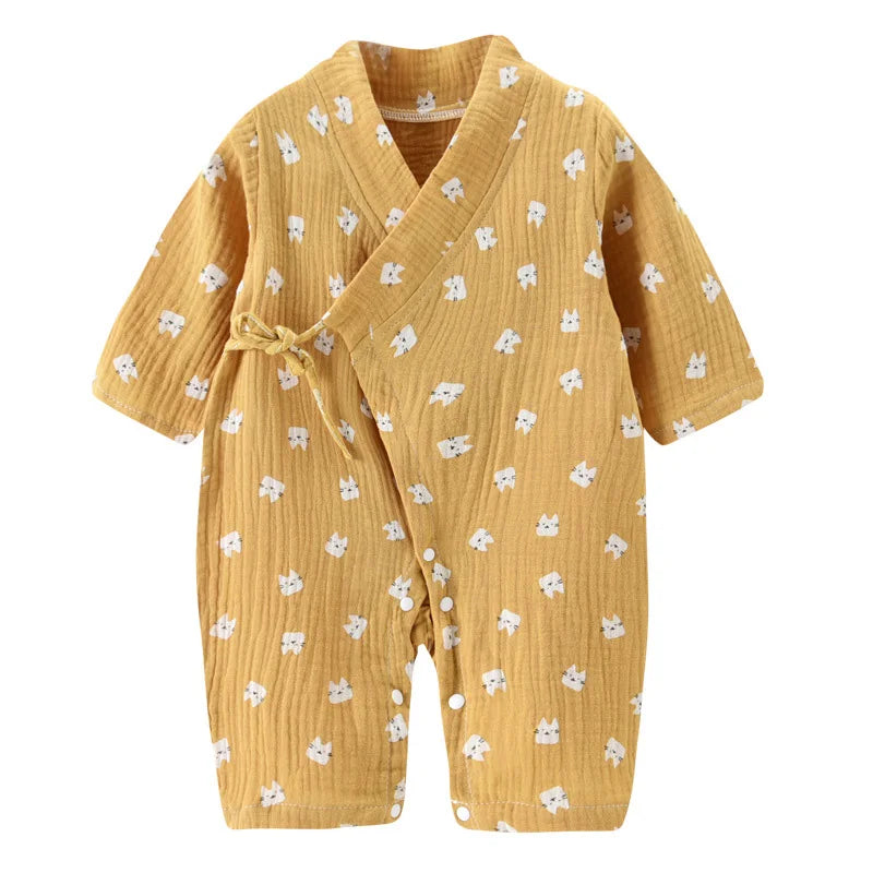 Baby Clothes Newborn Jumpsuit Girls Boys Muslin Cotton Long Sleeve Romper 0-24M