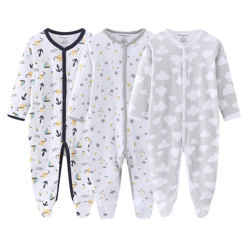 3PCS Newborn Cotton Baby Girl Clothes Cartoon Baby Boy Clothes Sets Autumn Long Sleeve Jumpsuits Spring Zipper Bebes