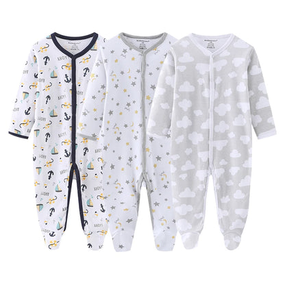 3PCS Newborn Cotton Baby Girl Clothes Cartoon Baby Boy Clothes Sets Autumn Long Sleeve Jumpsuits Spring Zipper Bebes