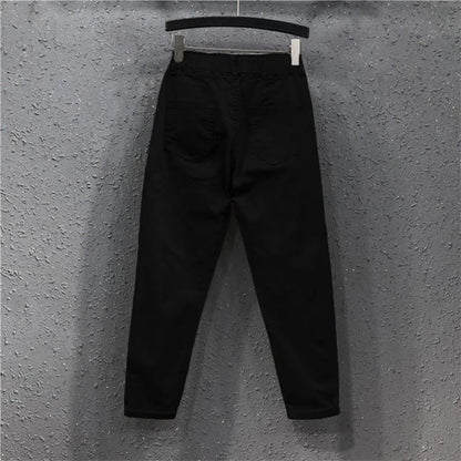 New Arrival Summer Women's Harem Pants All-matched Casual Cotton Denim Capri Pants Elastic Waist Yellow White Jeans Plus 5XL 6XL