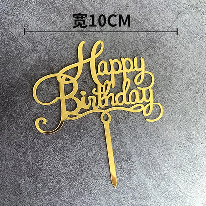 Acrylic Happy Birthday Cake Topper Gold Pink Birthday Cake Toppers Flags For Kids Birthday Party Cake Decorations Baby Shower