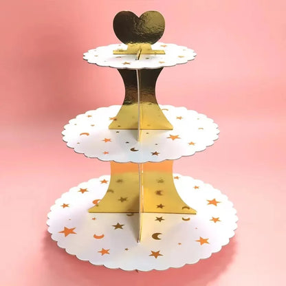 3-Tier Cardboard Cupcake Cake Stand Cupcake Holder for Birthday Party Wedding Baby Shower Christmas Parties Display Dessert