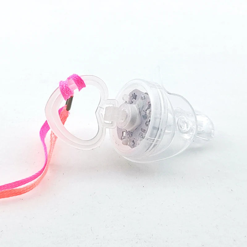 Light Up Soft Pacifiers LED Rave Party Glowing Whistle Flashing Lanyard Necklace Glowing Flashing Led Whistle Nipple