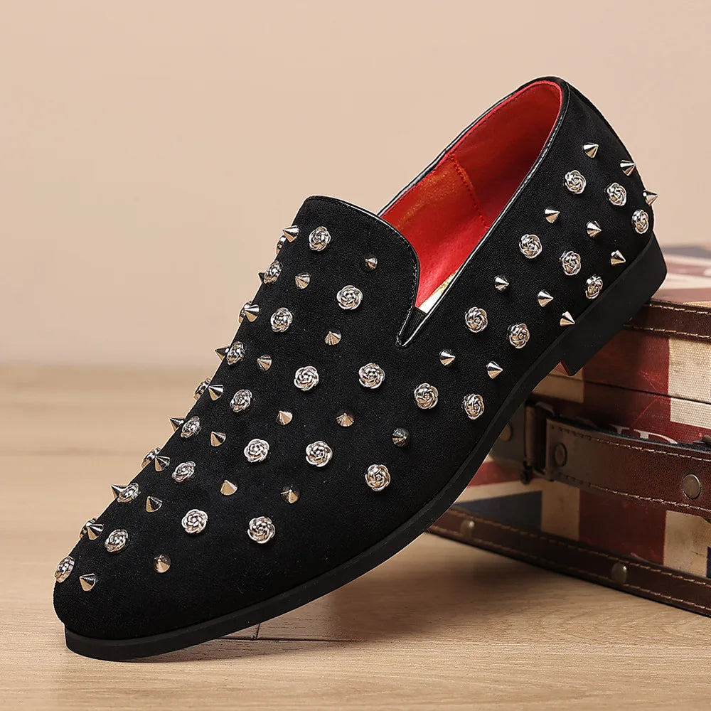 Men's Dress Leather Shoes Men The new Autumn Luxury Rivet Footwear Nightclub Party Male Shoes Moccasins Loafers Casual Shoes