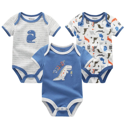Baby Boy Jumpsuits 3 Pieces Newborn Clothes Set Toddler Girl Bodysuit Kiddiezoom Clothing 100%Cotton Soft Infant Rompers 0-12M