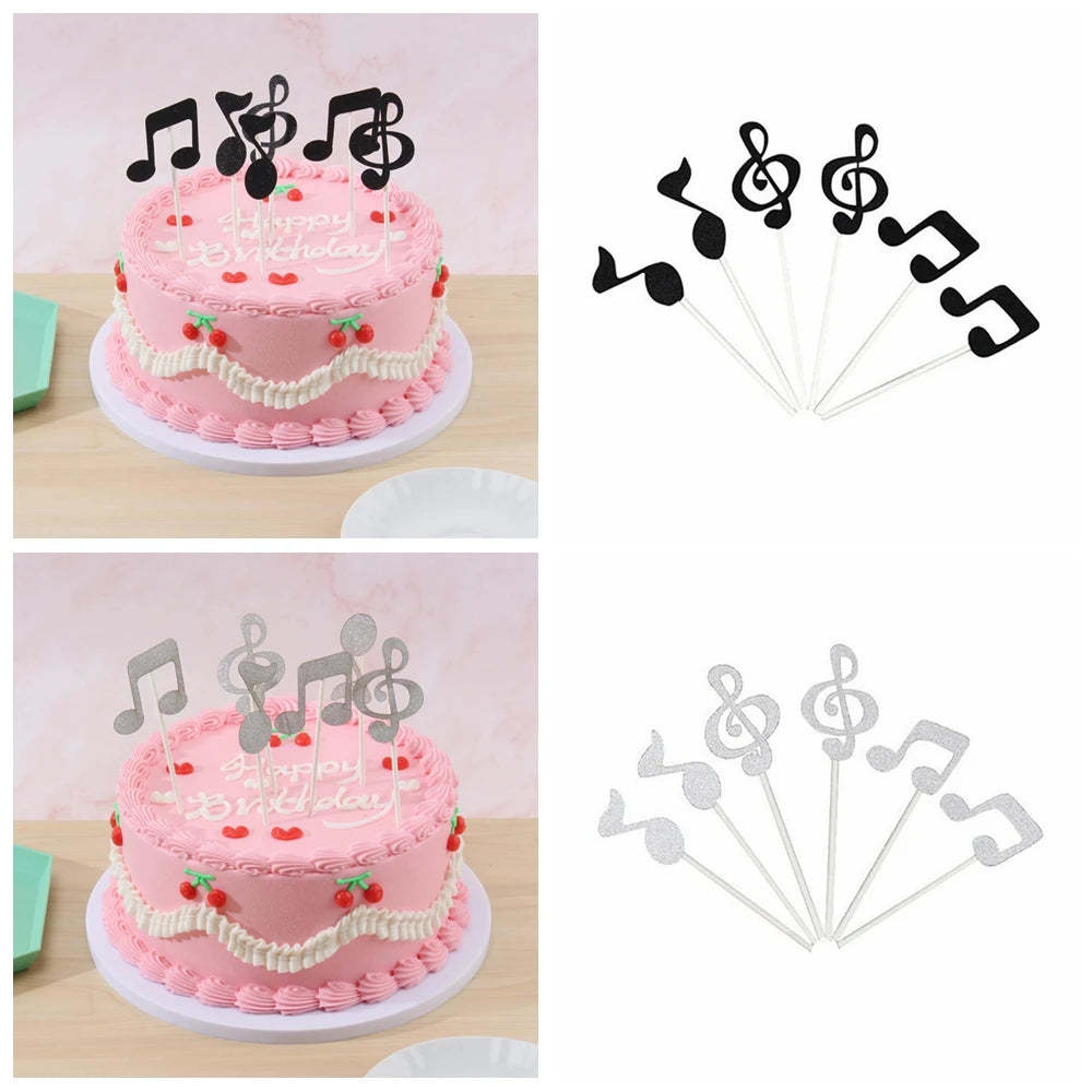 24Pcs Guitar Rock Music Theme Cake Cupcake Toppers Happy Birthday Wedding Party Baby Shower  Cake Inserts Sticks Cake Decor