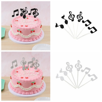 24Pcs Guitar Rock Music Theme Cake Cupcake Toppers Happy Birthday Wedding Party Baby Shower  Cake Inserts Sticks Cake Decor