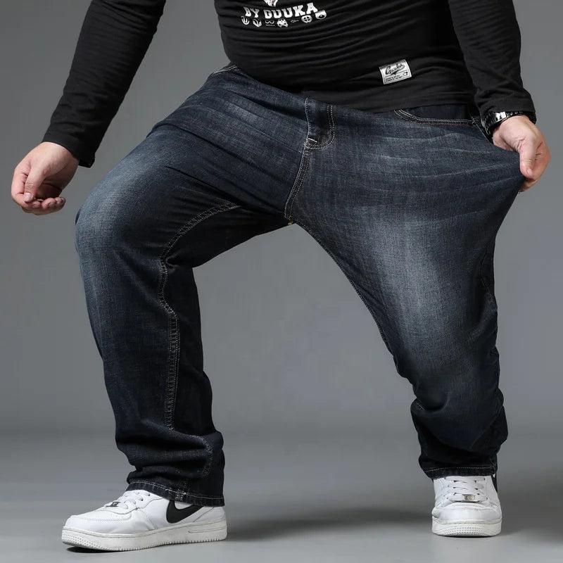 Plus Size Mens Big and Tall Stretch Jeans Relaxed Fit Denim Trousers Work Clothes Baggy Pants