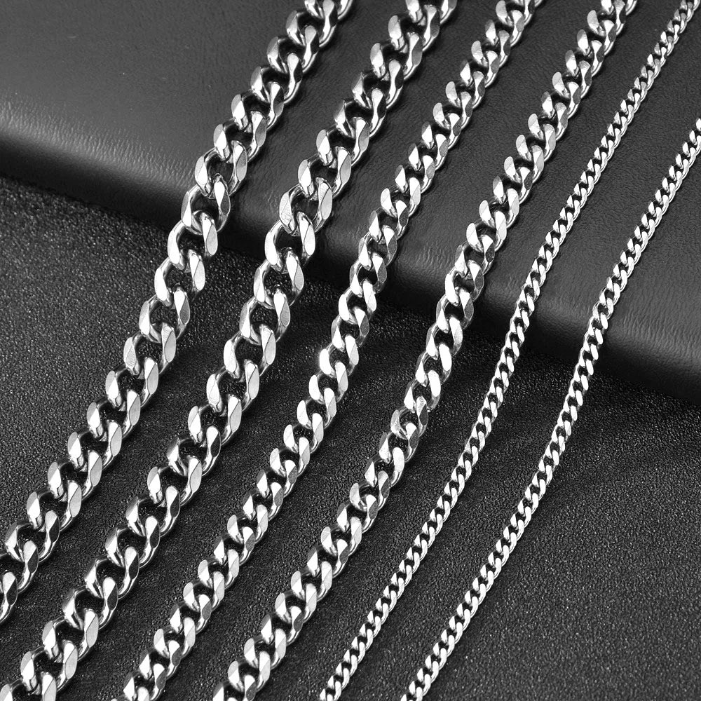Men's Cuban Link Chain Size 3.6/5/6/7/8/9mm Men's Punk Necklace Stainless Steel Male Fashion Jewelry Gifts for Men