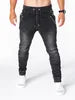 2024 Hot Sale Plus Size Retro Design Men's Washed Denim Causal Fashionable Zipper Pocket Long Drawstring Jeans