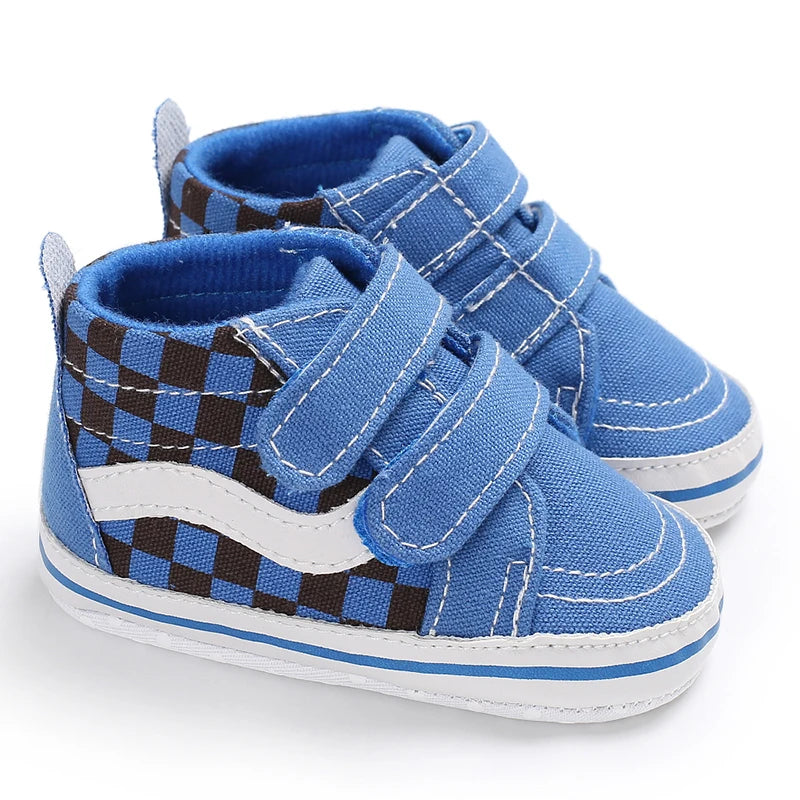 2025 New Baby Canvas Sneakers Anti-slip Soft Plaid Baby Boy Girl Shoes Newborns First Walkers Infant Baby Unisex Casual Shoes