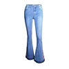 Women Stretch High Waist Embroidery Jeans Wide Leg Floral Denim Long Pants Flared Trousers Lady Women's Fashion Pants