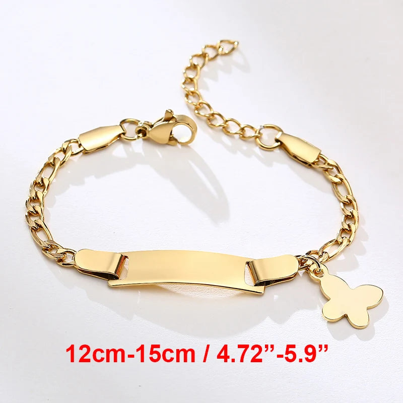 Vnox Custom Baby Girls Bracelets,Anti Allergy Stainless Steel Bracelet for Newborn Mom,Personalized Name Birthday Boy Girls Gift