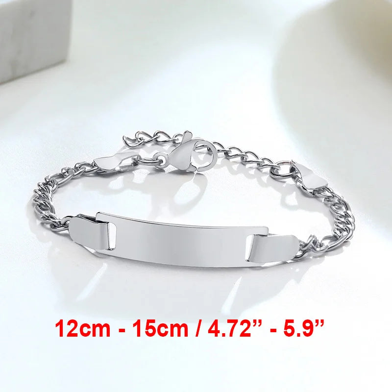 Vnox Custom Baby Girls Bracelets,Anti Allergy Stainless Steel Bracelet for Newborn Mom,Personalized Name Birthday Boy Girls Gift