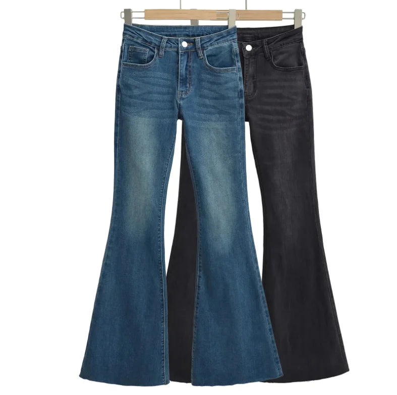 Runwaylover 3325 Retro 2024 Ladies Sexy Low Waist Flare Jeans