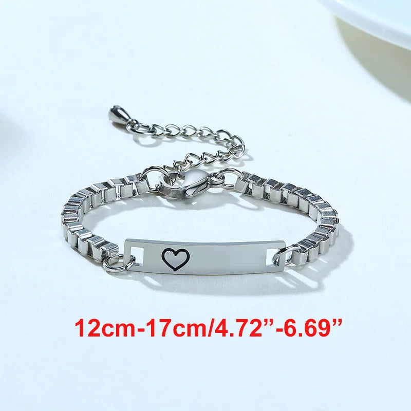 Vnox Custom Baby Girls Bracelets,Anti Allergy Stainless Steel Bracelet for Newborn Mom,Personalized Name Birthday Boy Girls Gift