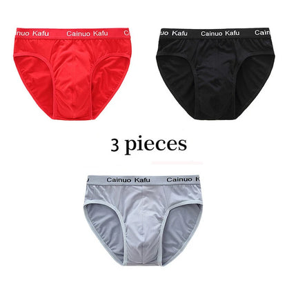 3Pcs/Lot Men's panties Silk  Men's Underwear New  Briefs Men Bamboo Fiber Mens Bodysuit Male Comfortable Solid Underpants