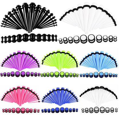 36pcs/lot Acrylic Ear Gauge Taper and Plug Stretching Kits Mixed Color