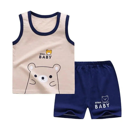 Baby Boy Summer Clothes 2020 Cartoon Sleeveless Tops Vest + Shorts 2pcs Infant Clothing Outfits Kids Bebes Sport Suits
