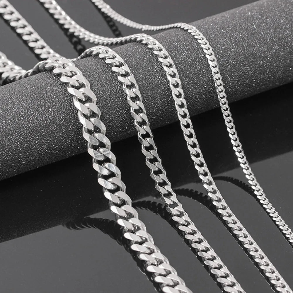 Men's Cuban Link Chain Size 3.6/5/6/7/8/9mm Men's Punk Necklace Stainless Steel Male Fashion Jewelry Gifts for Men