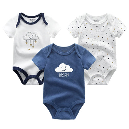 Baby Boy Jumpsuits 3 Pieces Newborn Clothes Set Toddler Girl Bodysuit Kiddiezoom Clothing 100%Cotton Soft Infant Rompers 0-12M