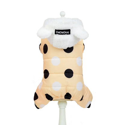 Dot Warm Pet Clothes for Dog Windproof Jackets Outdoor Fleece Hooded Coats Small Dog Winter Jumpsuit Clothing